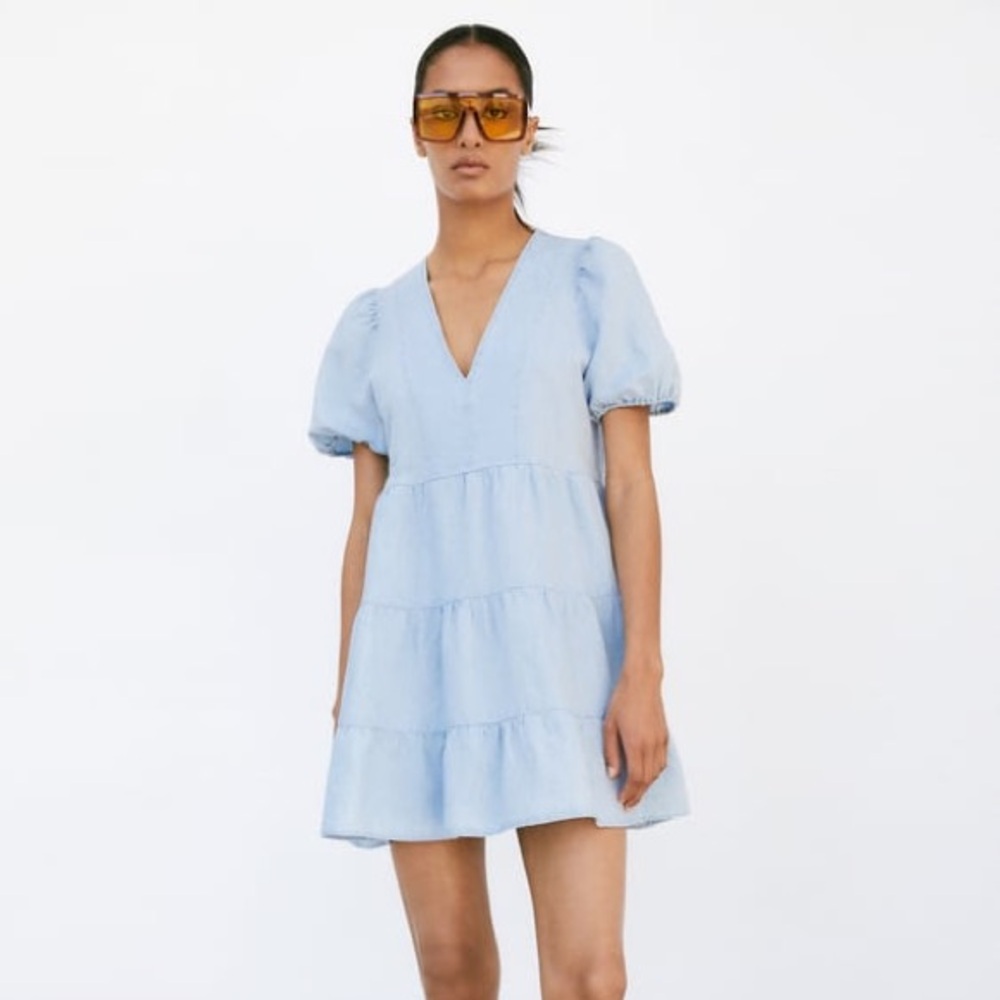 Zara Tiered Linen Blend Dress